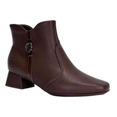 Imagem de Bota Piccadilly Tati Cano Curto Salto Bloco 160093 Marrom Madeira-Feminino