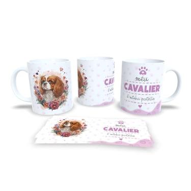 Imagem de Caneca de Cerâmica Beagle Apaixonado, Branca, 325ml, Decorada com Flores e Patas, Tema Amor Canino (13184)