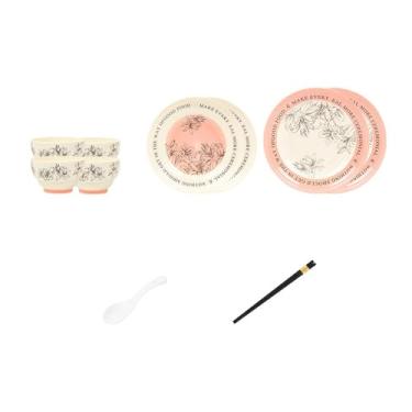 Imagem de Pratos de cerâmica cor sólida rosa fresco em casa requintados de alta temperatura - 4 pessoas comem 16 peças [Lite]