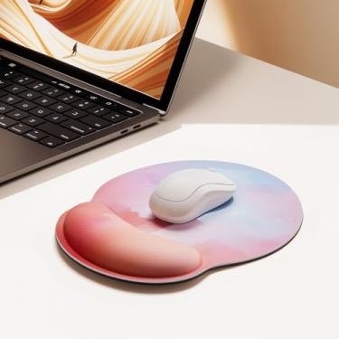 Imagem de Mouse pad de escritório com suporte de pulso em gel – Mouse pad ergonômico para jogos, descanso de pulso com base de borracha antiderrapante para escritório, laptop, computador