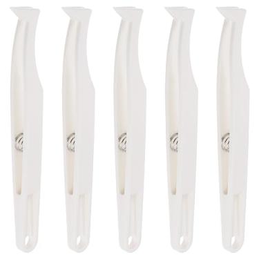 Imagem de Generic 5 pinças adesivas para artesanato, ponta curva de 11,5 cm com alicate de plástico de mola, pinça de artesanato para adesivos, álbuns, extensões de cílios, branco