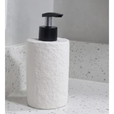 Imagem de Kit Banheiro Luxo em Concreto Texturizado Pedra – Bandeja Saboneteira Porta Escovas e Pote com Tampa Kit Lavabo Moderno e Elegante (Apenas saboneteira Bico preto,Natural)