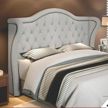 Imagem de Cabeceira Cama Box Casal 1,40 Monarque para Quarto em Linho Bege Claro - Larbelle