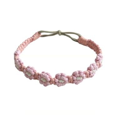 Imagem de Bandanas femininas coloridas florais trançadas de crochê, bandana boho, acessórios de nó torcido