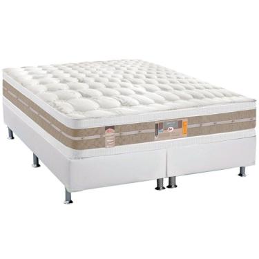 Imagem de Cama Box Queen: Colchão Molas Ensacadas Castor Silver Sr Air + Base Crc Courano White (158x198)