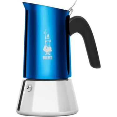 Imagem de Cafeteira Bialetti New Venus 6 Xícaras - Cabo Anti-queimadura, Não Compatível com Indução, 6 Xícaras (235 ml), Aço Inoxidável Azul