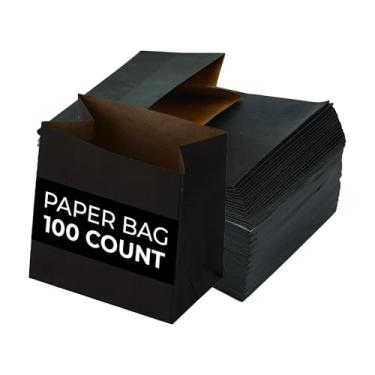 Imagem de Restaurantware Bag Tek Sacos de papel para lanches 100 sacos de papel pequenos para alimentos - Sacos de papel descartáveis sustentáveis ​​pretos para lanches, microondas, congeláveis