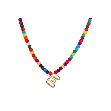 Imagem de WomenGifts Colares com inicial bolha para mulheres modernos, delicados e coloridos feitos à mão, joias para meninas adolescentes, colar com pingente de letra A a Z, presentes de aniversário para ela