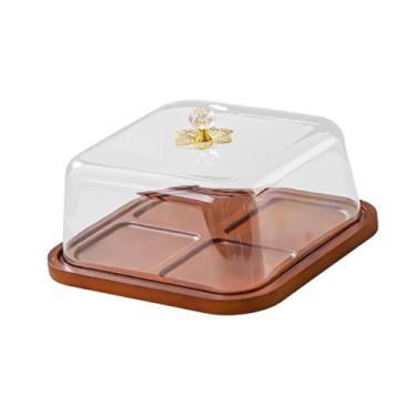 Imagem de Generic Suporte para bolo com tampa, prato versátil para mesa, porta-cupcakes, bandeja para servir, ideal para inauguração de casa, lanchonete, cozinha e, Quadrado 26.5 X 14.5