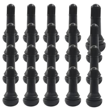 Imagem de Waziaqoc 20 peças TR413 hastes de válvula de pneu, hastes de válvula de encaixe sem câmara, substituição de comprimento padrão de borracha preta, compatível com furos de aro de 0,453 polegadas para