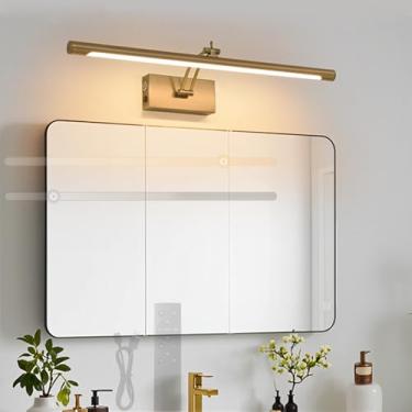 Imagem de GZZBMY Luz de espelho LED banheiro lâmpadas de parede alimentadas por bateria recarregável regulável lâmpadas de parede com controle remoto rotação de 350° iluminação de parede magnética penteadeira