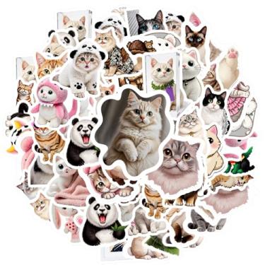 Imagem de 70 peças de gatos animais adesivos fofos animais peludos para mala geladeira telefone bagagem laptop guitarra carro adesivos brinquedos laptop motocicleta bagagem telefone