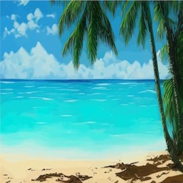 Imagem de Quadro Decorativo Estampa Tropical Palm Beach Arte para Parede Painel de Praia e Mar 40x40cm