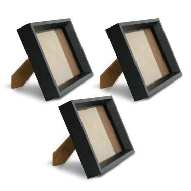 Imagem de Kit com 3 Porta Retrato para Fotos 21x30cm com Moldura de Madeira para Casa Escritório Hall