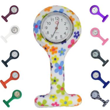 Imagem de Relogio Lapela Bolso Silicone Enfermagem - LOVE SAUDE, FLORZINHA