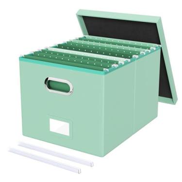 Imagem de Caixa organizadora de arquivos Oterri Letter Legal Portable Mint Green