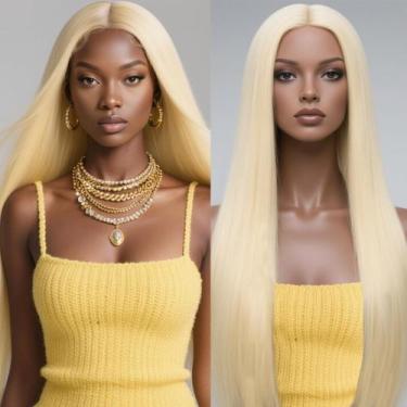 Imagem de Peruca WAQI 86cm 613 Loira 13x6 Renda Frontal Cabelo Humano