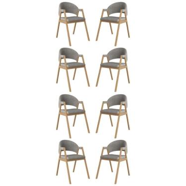 Imagem de Kit 8 Cadeiras Suellen Luxo Reforçada Mesa De Jantar Linho Grafite