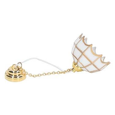 Imagem de Generic 1:12 Casa de Bonecas DIY Miniatura LED Lâmpada de Teto Simulada de Metal Branco Decoração de Casa de Bonecas para Desenvolver Habilidade Prática, Perfeita para Sala de Jantar, Bar