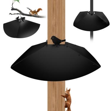 Imagem de Poiyham Defletor de esquilo de metal, protetor de esquilo de 61 cm para poste de alimentador de pássaros ou ganchos de pastor, tamanho de abertura ajustável para poste de madeira de 10 x 10 cm ou