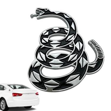 Imagem de CyperFair Adesivo de cobra de carro, Dont Tread on Me, adesivo de cascavel estéreo 3D para capô de porta-malas, emblema à prova de ferrugem, decalque decorativo autoadesivo acessório (prata e preto)