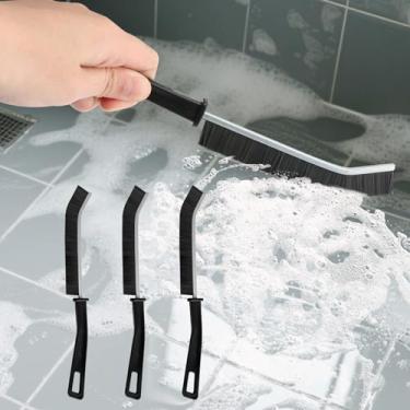 Imagem de Pacote com 3 escovas de limpeza de fendas, cerdas duras multiuso, nova ferramenta de escova de limpeza multifuncional para banheiro, cozinha, pia, janela, preta