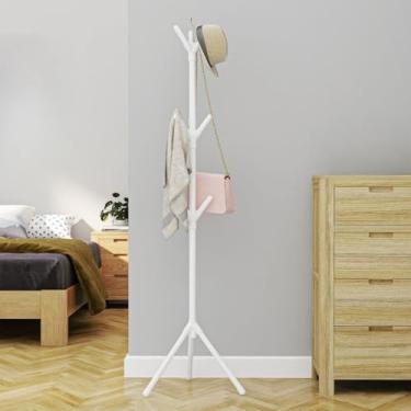 Imagem de Mancebo Cabideiro ChãO，9 Ganchos，Altura: 170 cm，Perca-Papagaio，Base Antiderrapante，Adequado para Pendurar Uma Grande Quantidade de PeçAs de Roupa(Branco)