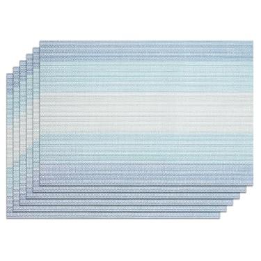 Imagem de Privalace Jogo americano de mesa de jantar, conjunto de 6 tapetes de mesa laváveis antiderrapantes resistentes ao calor, tapetes de PVC duráveis para festas de jantar ao ar livre.