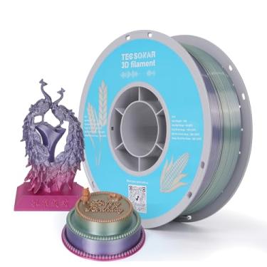 Imagem de TECSONAR Filamento de impressora 3D Silk Rainbow PLA, carretel de 1 kg (1 kg) PLA de 1,75 mm, material de impressão 3D de mudança rápida de cor, filamento gradiente multicolorido para a maioria das