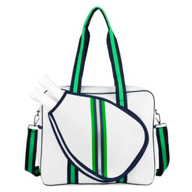 Imagem de Queen of the Court Bolsa De Pickleball, Bolsa De Pickleball Com Gancho De Cerca, Bolsa De Pickleball, Bolsas De Pickleball Para Mulheres, Linda Bolsa De Pickleball (Branco Marinho/Verde/Prata)