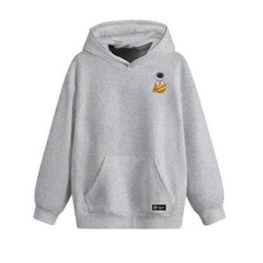 Imagem de Blusão Moletom Canguru Astronauta Saturno Infantil Personalizado com Capuz e Bolso-Unissex