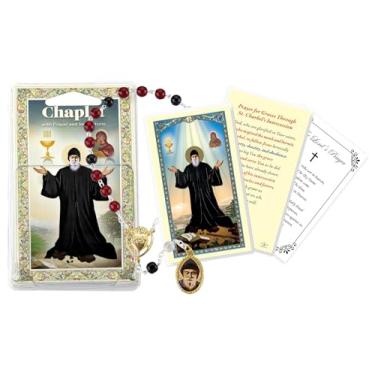 Imagem de Trendzeen Saint Charbel Chaplet - Terço de São Charbel Makhlouf Multicolorido, Cartão Santo Charbel Laminado, Cartão de Oração do Senhor - Rosario De San Charbel - Total de 3 itens