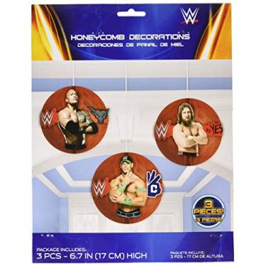 Imagem de amscan 291467 WWE Party Honeycomb Decorations, 3 pcs, Party Favor, Multi Color
