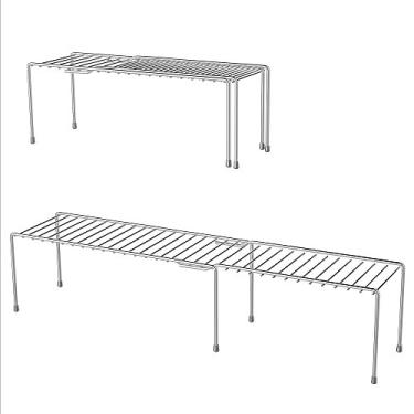 Imagem de Prateleira de armazenamento expansível - armário de cozinha ajustável, prateleiras de despensa, organizador sob a pia e balcão da Classic Cuisine (cromado)