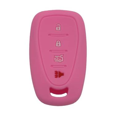 Imagem de Capa de chaveiro para Malibu Camaro: capa protetora de silicone com 4 botões para Chevy Equinox Traverse Blazer Spark Trax Sonic Hatchback Volt Cruze 2016-2025 HYQ4EA 13508771 13584504 (rosa)