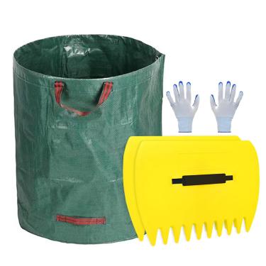 Imagem de Aperto ergonômico deixa ancinho, grandes ancinhos manuais - Coletores de folhas com saco de lixo,Remoção de detritos e resíduos de quintal com saco de lixo para folhas, grama e recortes