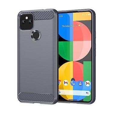 Imagem de IDEWEI Capa para Google Pixel 4a 5G, fibra de carbono refinada, anti-queda, anti-impressões digitais, proteção integral. A capa do telemóvel é compatível com o Google Pixel 4a 5G