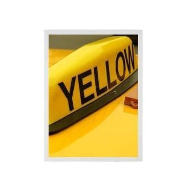 Imagem de Quadro Decorativo Taxi Yellow Moldura Branca 24X18Cm - Quadros On-Line