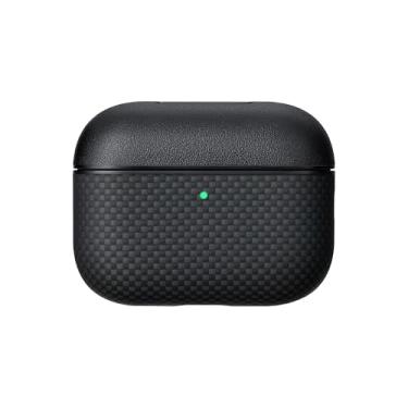 Imagem de PITAKA Capa para AirPods Pro 3, capa protetora fina para AirPods Pro 3, compatível com MagSafe, couro e fibra de aramida, preto/cinza