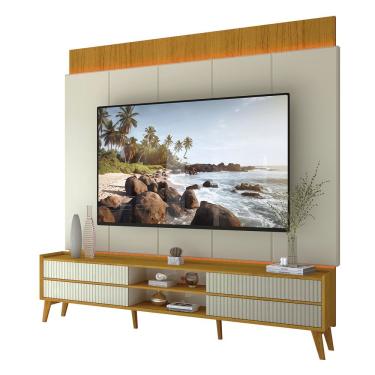 Imagem de Home Painel 220 E Rack 212 Magnifico Para Tvs De Até 75 Polegadas Naturale Off White - Gelius