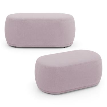 Imagem de Kit 02 Puffs Decorativos Orgânicos Molly 02 Lugares Bouclê Rosé - Desk Design