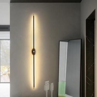 Imagem de Lâmpada de espelho de bateria LED banheiro moderno arandelas com interruptor de toque iluminação de imagem alumínio iluminação de parede longa lâmpada de parede sem fio para sala de estar penteadeira