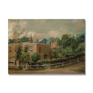 Imagem de NHLDZYH Arte em tela de paisagem estilo Constable, (paisagem 48), pintura romântica do campo inglês, decoração de parede texturizada com pincelada pesada. Somente tela de 70 x 98 cm - 27,5 x 38,6 pol