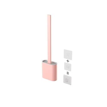 Imagem de Escova de Vasco Sanitário e Suporte Silicone com Cerdas Flexíveis Limpeza Kit Secagem Rápida Cabo Plástico Longo