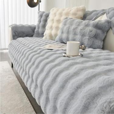 Imagem de HGTRH Capa de sofá para sofá secional em forma de L, almofadas não removíveis, capas de sofá de pelúcia quentes e amigáveis à pele, laváveis com sensação de massagem, capa de silicone de vários