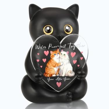 Imagem de Presente romântico de estátua de casal de gato preto, presente de aniversário para namorado, namorada, presente de casamento para casais, presente de dia dos namorados para ele, ela, lembrança de