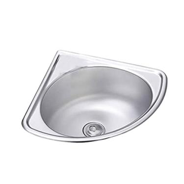 Imagem de FAFACAI Lavatório triangular de aço inoxidável montado na parede para pia de lavatório pequeno grosso para cozinha banheiro lavatório (cor: prata, tamanho: A (34 x 34 cm)) (prata A1 (34 x 34 cm))