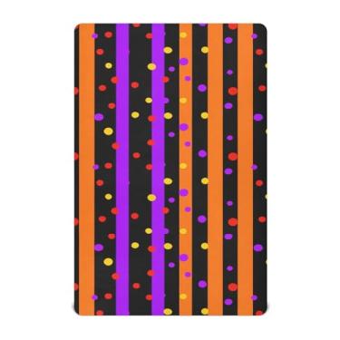 Imagem de Wassud Lençóis de berço respiráveis com listras de Halloween, capas de colchão de berço com elástico de 68 x 99 cm, lençol neutro para meninos e meninas (serve para berço padrão e pacote e brincadeira