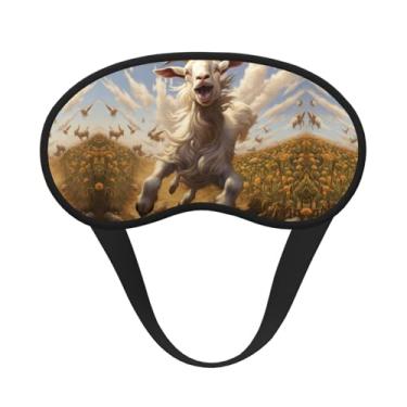 Imagem de Máscara de dormir blackout com estampa de brincadeira de cabra, máscara para os olhos, leve, macia, para dormir, meditação, viagem, ioga