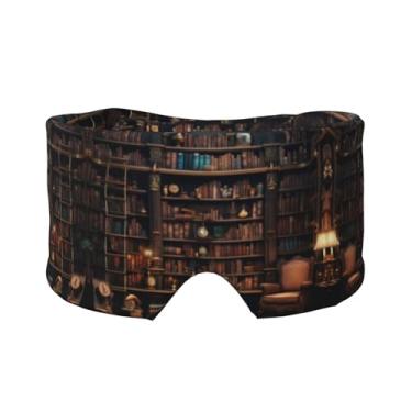 Imagem de Library Bookshelf Print Sleep Eye and Ear Muffs Máscara Respirável Ajustável Blackout Venda Confortável